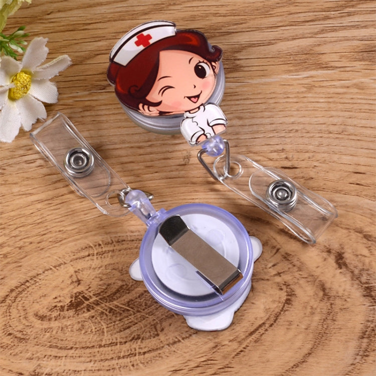 Doctor Head Pattern Cute Retractable Badge Reel Student Nurse ID Name Card Badge - Name Card Holder by PMC TechLife | Online Shopping South Africa | PMC TechLife