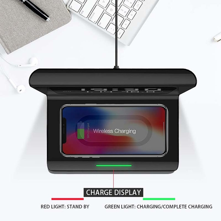 RT1 10W QI Universal Multi-function Mobile Phone Wireless Charger with Alarm Clock & Time / Calendar / Temperature Display(White) - free shipping - PMC TechLife - Order now!