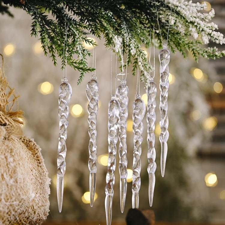 12pcs/bag Christmas Supplies Transparent Ice Bar Pendant Christmas Tree Decoration Thread Pendant - Ornaments by PMC TechLife | Online Shopping South Africa | PMC TechLife