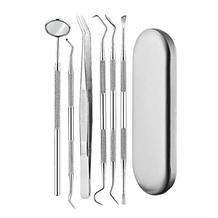 6 in 1 Silver Box Stainless Steel Dental Tools Dental Care Tartar Tool Dentist Tool Set - Dental Tools by PMC TechLife | Online Shopping South Africa | PMC TechLife