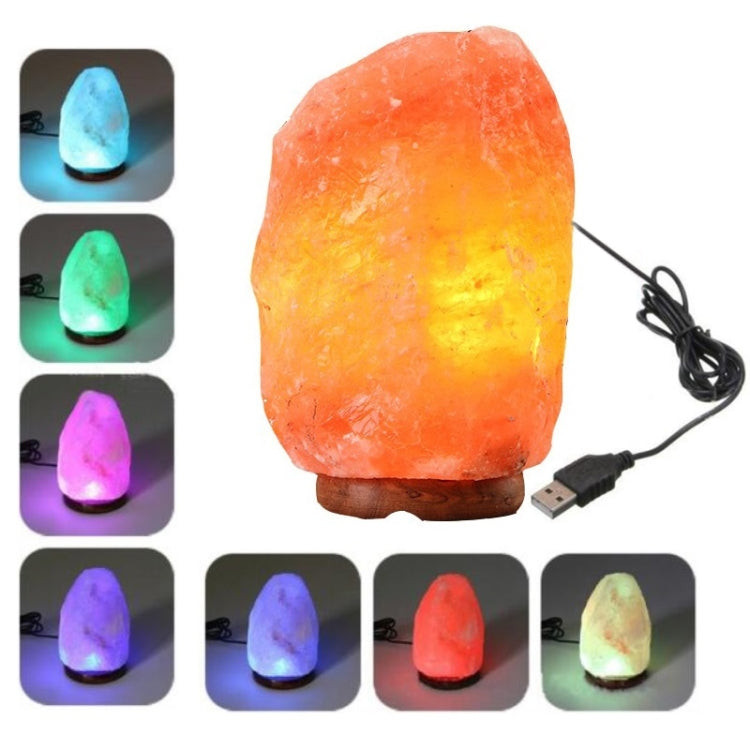 USB Power Himalayan Crystal Rock Salt Desk Lamp Night Light With Wood Base & E14 Bulb & Switch, Size:2-3kg(Colorful Light) - Night Lights by PMC TechLife | Online Shopping South Africa | PMC TechLife