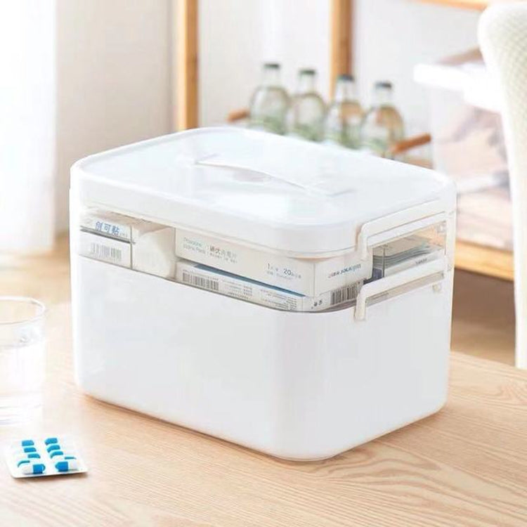Household Portable Cosmetic Finishing Storage Box Large-capacity Family Safety Emergency Storage Box Double-layer Medicine Case, Size:S-24x16.5x16cm(White) - free shipping - PMC TechLife - Order now!