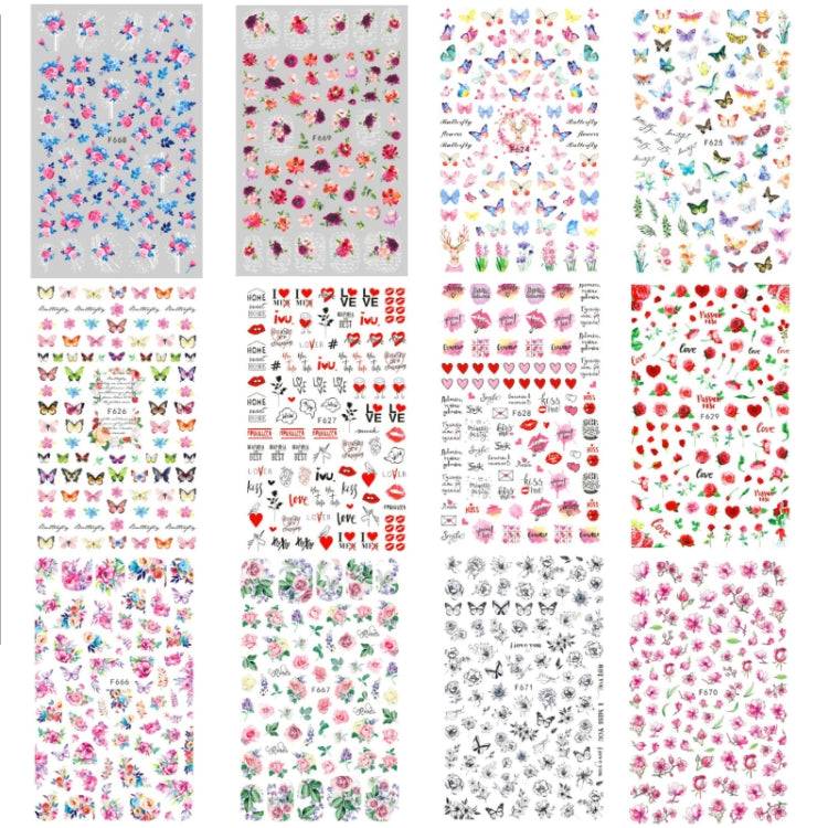 10pcs 3D Adhesive Butterfly Retro Rose Color Nail Art Sticker(F-667) - free shipping - PMC TechLife - Order now!