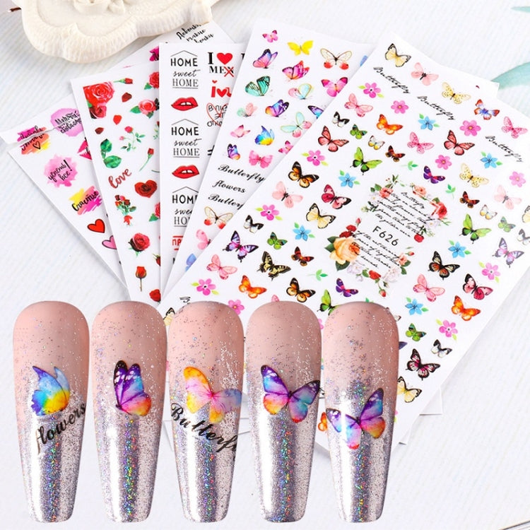 10pcs 3D Adhesive Butterfly Retro Rose Color Nail Art Sticker(F-676) - free shipping - PMC TechLife - Order now!
