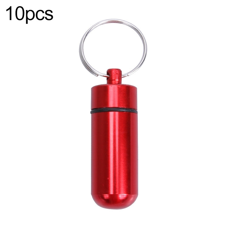10pcs Portable Sealed Waterproof Aluminum Alloy First Aid Pill Bottle with Keychain(Red) - Emergency Tools by PMC TechLife | Online Shopping South Africa | PMC TechLife | Buy Now Pay Later Mobicred