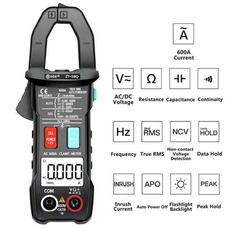 BSIDE  Bluetooth 5.0 6000 Words High Precision Smart AC Clamp Meter, Specification: ZT-5BQ - free shipping - PMC TechLife - Order now!