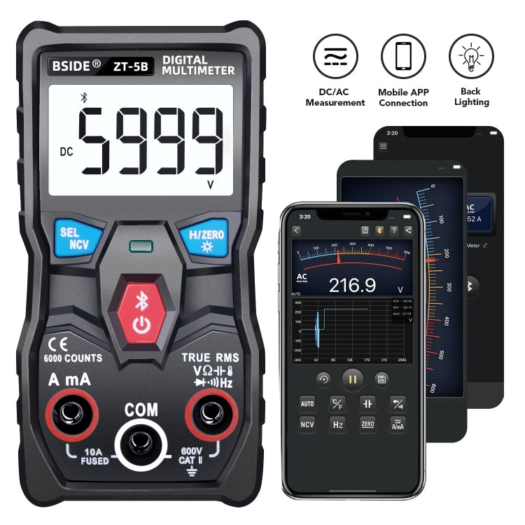 BSIDE ZT-5B Smart Bluetooth 6000 Words Automatic Range Digital Multimeter - free shipping - PMC TechLife - Order now!