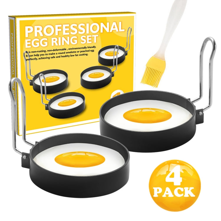 Egg Ring Iron Spray Non-Stick Round Omelette Model Omelette Mold, Specification: 4 PCS + Brush - Food Molds by PMC TechLife | Online Shopping South Africa | PMC TechLife