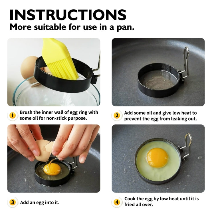 Egg Ring Iron Spray Non-Stick Round Omelette Model Omelette Mold, Specification: 4 PCS + Brush - Food Molds by PMC TechLife | Online Shopping South Africa | PMC TechLife