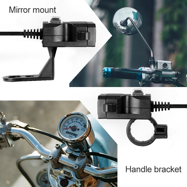 Dual USB Port 12V Waterproof Motorbike Motorcycle Handlebar Charger 5V 1A/2.1A Adapter Power Supply Socket for Phone Mobile - Electrical System by PMC TechLife | Online Shopping South Africa | PMC TechLife | Buy Now Pay Later Mobicred