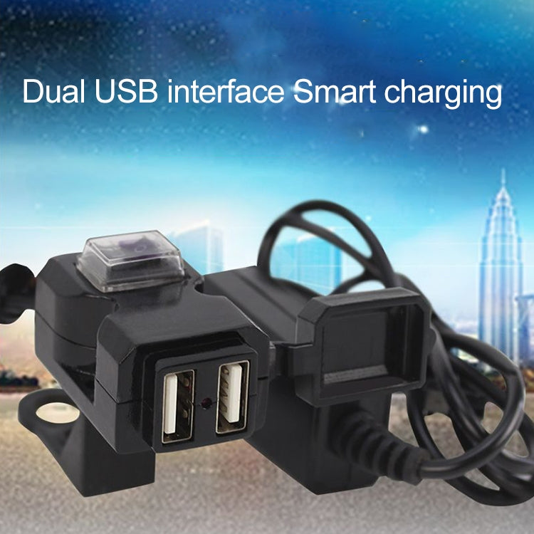 Dual USB Port 12V Waterproof Motorbike Motorcycle Handlebar Charger 5V 1A/2.1A Adapter Power Supply Socket for Phone Mobile - Electrical System by PMC TechLife | Online Shopping South Africa | PMC TechLife | Buy Now Pay Later Mobicred