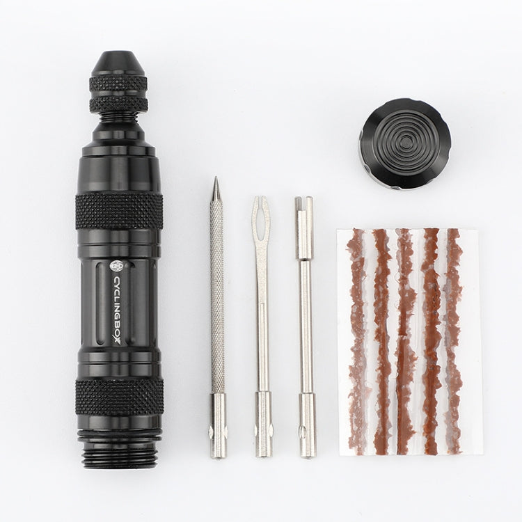 CYCLINGBOX Mountain Bike Vacuum Aluminum Alloy Tire Repair Tool Bicycle Repair Integrated Storage Design Tool(Black) - Maintenance tools by CYCLINGBOX | Online Shopping South Africa | PMC TechLife | Buy Now Pay Later Mobicred