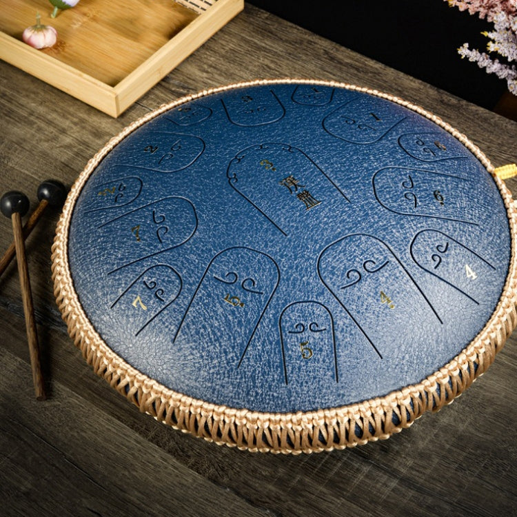15-Tone Ethereal Drum 14-Inch Steel Tongue Drum Hollow Drum Sanskrit Drummer Disc(Navy Blue) - Percussion Accessories by PMC TechLife | Online Shopping South Africa | PMC TechLife | Buy Now Pay Later Mobicred