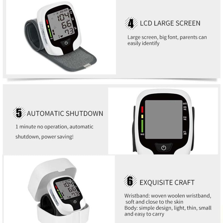 Wrist Type Electronic Blood Pressure Monitor Home Automatic Wrist Type Blood Pressure Measurement, Style: Live Voice Broadcast(White English) - free shipping - PMC TechLife - Order now!