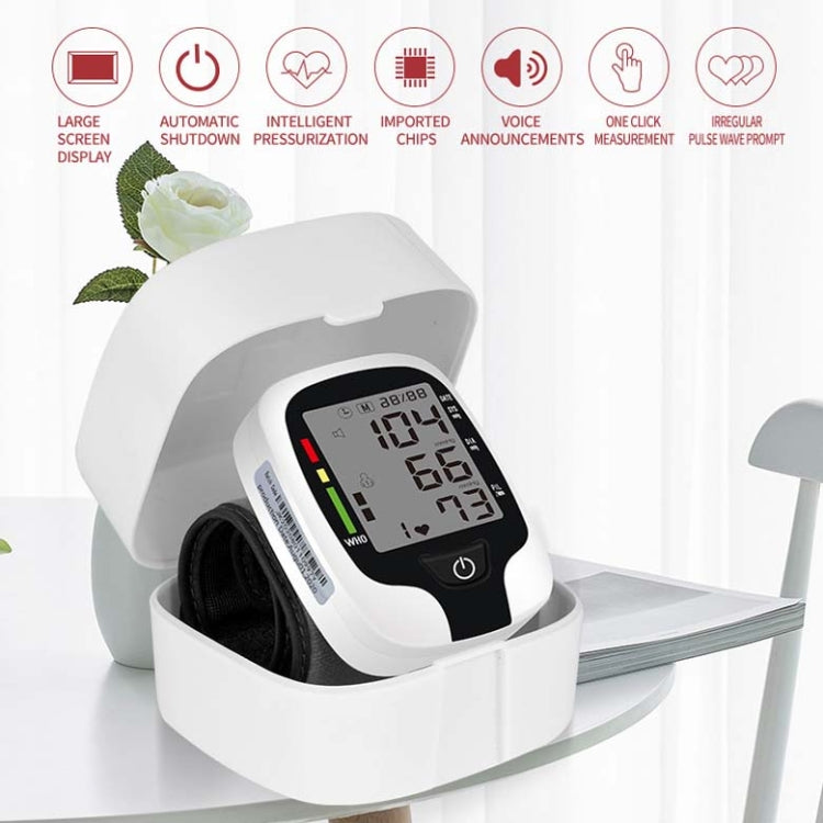 Wrist Type Electronic Blood Pressure Monitor Home Automatic Wrist Type Blood Pressure Measurement, Style: Live Voice Broadcast(White English) - free shipping - PMC TechLife - Order now!