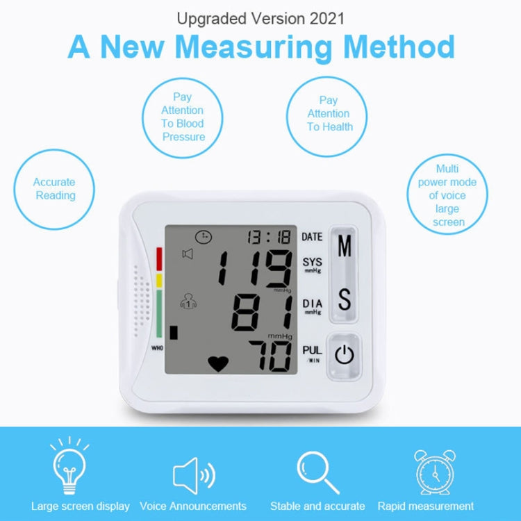 KWL-W01 Home Automatic Smart Wrist Electronic Sphygmomanometer, Style: English With Voice(White) - Sphygmomanometer by PMC TechLife | Online Shopping South Africa | PMC TechLife