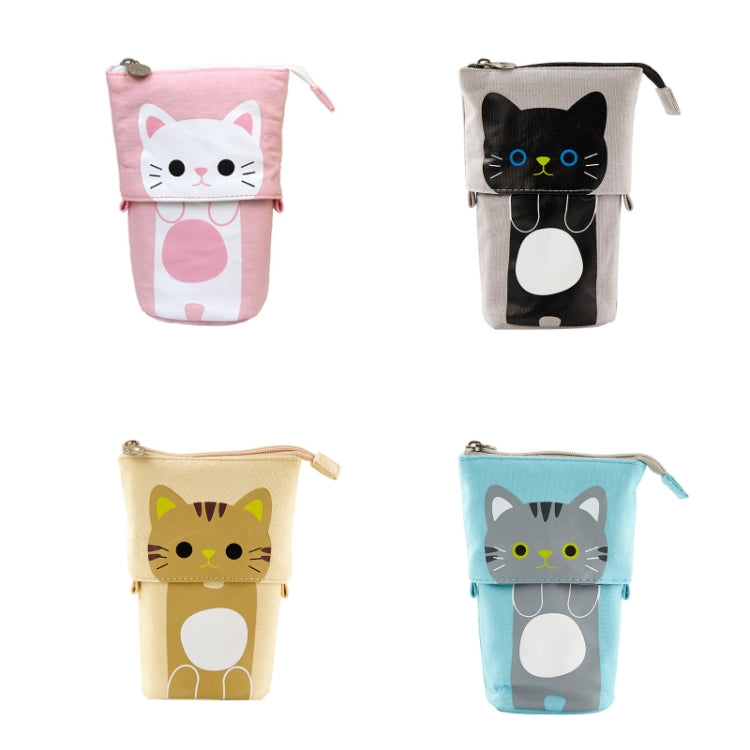 Corduroy Retractable Drop-Down Pencil Case Student Stationery Storage Bag(White Cat) - Pen Holder by PMC TechLife | Online Shopping South Africa | PMC TechLife