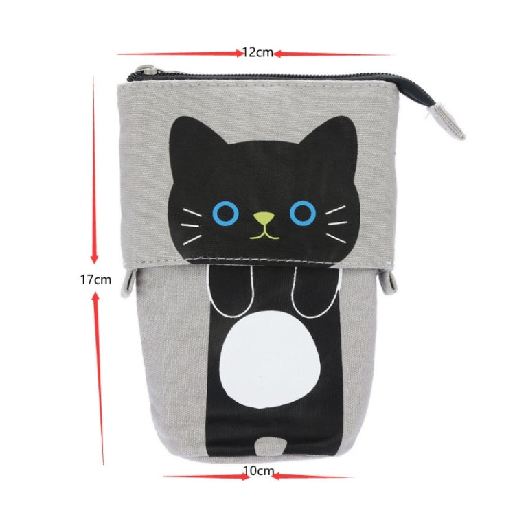 Corduroy Retractable Drop-Down Pencil Case Student Stationery Storage Bag(White Cat) - Pen Holder by PMC TechLife | Online Shopping South Africa | PMC TechLife
