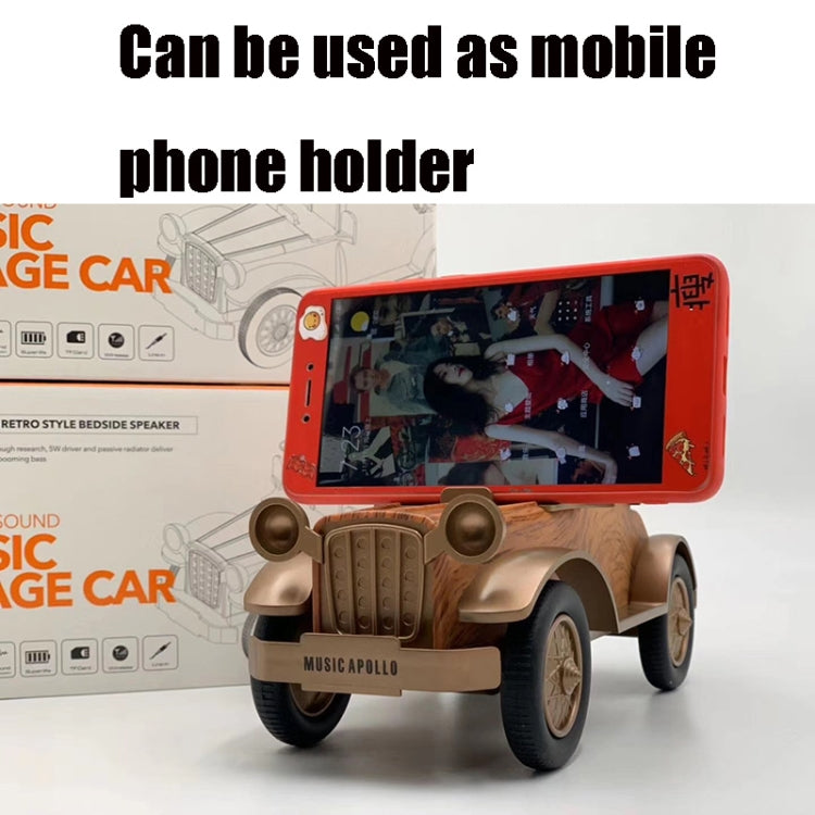 A9 Retro Wood Grain Classic Car Shape Wireless Bluetooth Speaker Subwoofer Radio Portable Mobile Phone Stand Mini Speaker(Rose Pear) - free shipping - PMC TechLife - Order now!