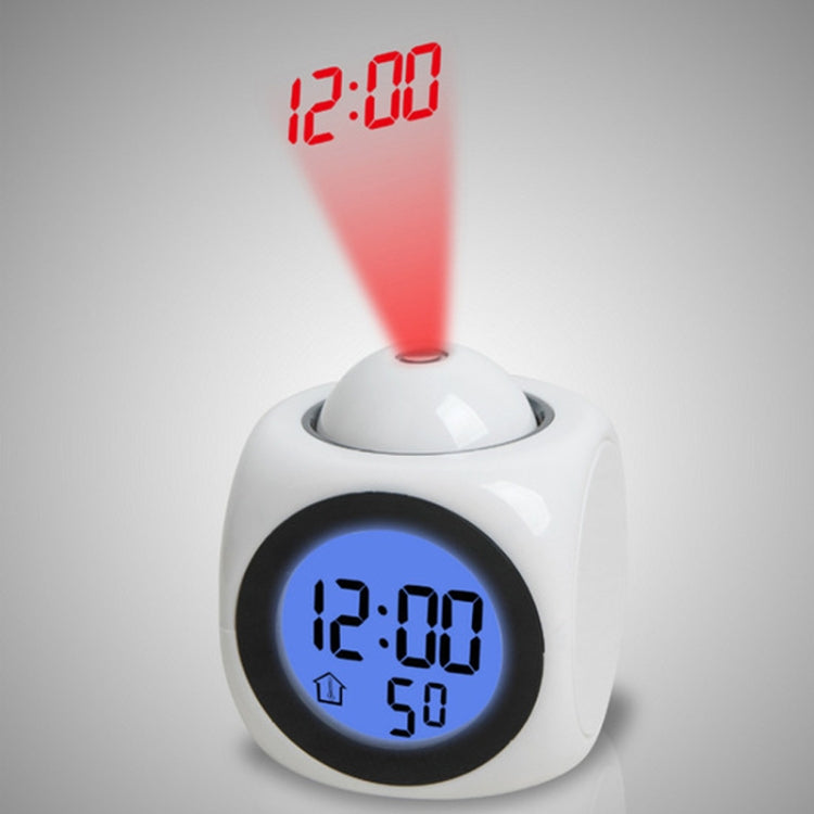 Multi-function LED Projection Alarm Clock Voice Talking Clock, Specification:White without USB cable - Wall Clock by PMC TechLife | Online Shopping South Africa | PMC TechLife