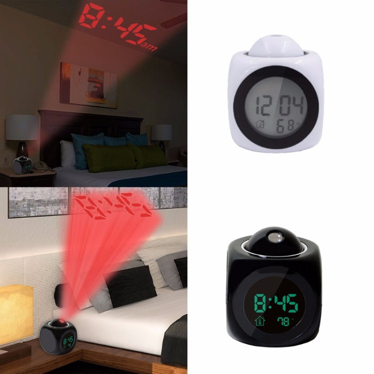 Multi-function LED Projection Alarm Clock Voice Talking Clock, Specification:White without USB cable - Wall Clock by PMC TechLife | Online Shopping South Africa | PMC TechLife