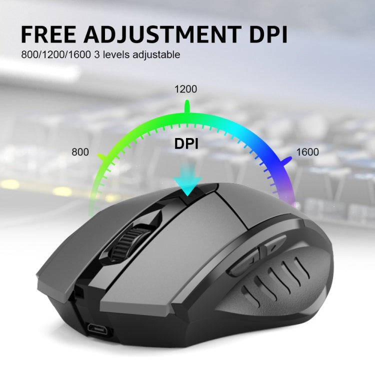 Inphic PM6 6 Keys 1000/1200/1600 DPI Home Gaming Wireless Mechanical Mouse, Colour: Gray Wireless Charging Silent Version - Wireless Mice by Inphic | Online Shopping South Africa | PMC TechLife | Buy Now Pay Later Mobicred
