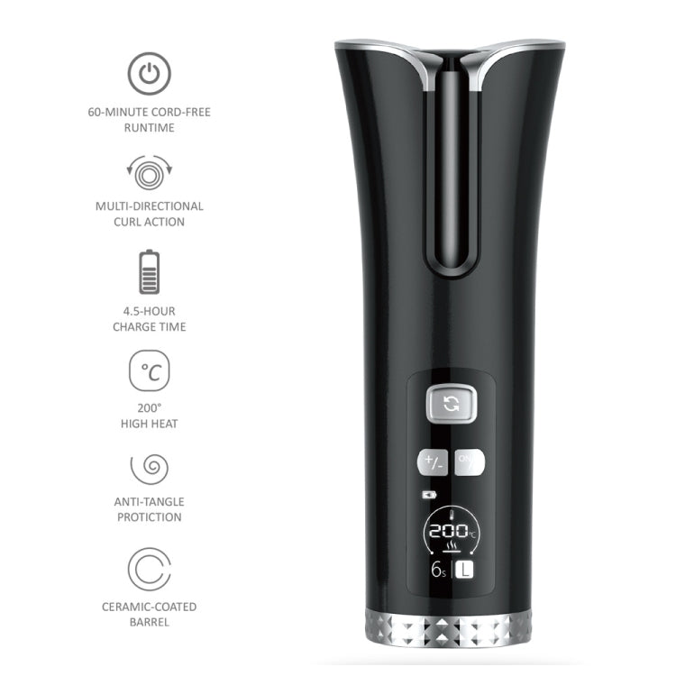 USB Charging Automatic Rotating Curling Iron Portable Wireless Travel Curling Iron(Black) - Hair Curler by PMC TechLife | Online Shopping South Africa | PMC TechLife