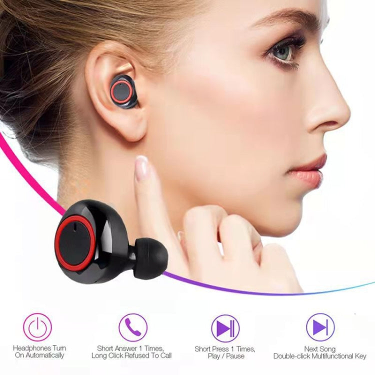 Y50 Sports Outdoor TWS Bluetooth 5.0 Touch Wireless Headphones(Black Blue) - TWS Earphone by PMC TechLife | Online Shopping South Africa | PMC TechLife