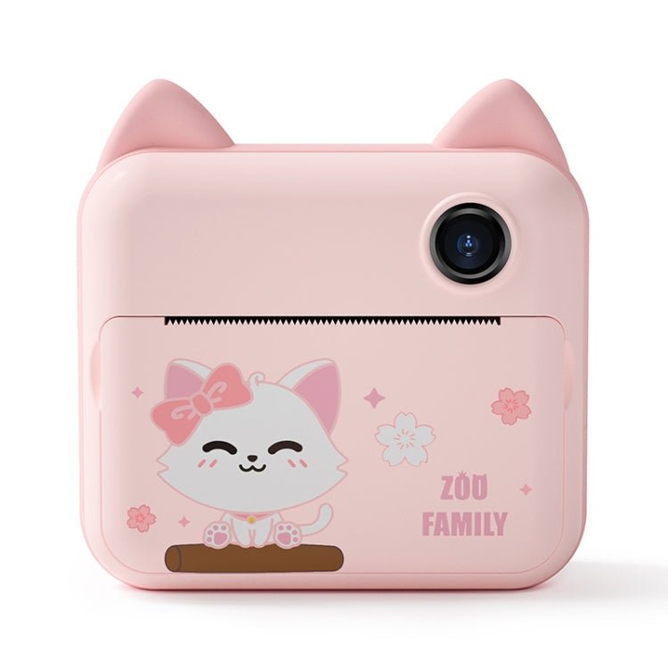 P1 No Card Children Instant Camera 1200W Front And Rear Dual-Lens Mini Print Photographic Digital Camera Toy(Pink Cat) - Children Cameras by PMC TechLife | Online Shopping South Africa | PMC TechLife