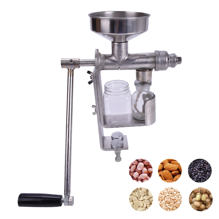 Manual Peanut Nuts Seeds Oil Press Expeller Oil Extractor Machine(Silver) - Stirrer & Squeezer by PMC TechLife | Online Shopping South Africa | PMC TechLife