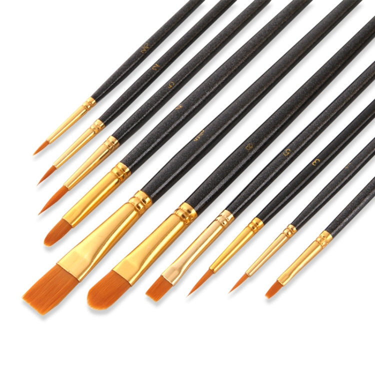 ZHU TING 10 in 1 Pearl Rod Nylon Hair Combination Brush Oil Paint Brush(Black Rods) - Art Supplies by PMC TechLife | Online Shopping South Africa | PMC TechLife