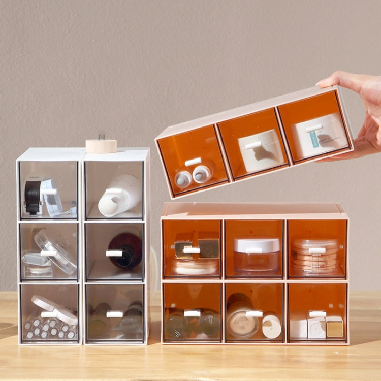 Desktop Drawer Storage Box Cosmetics Office Student Stationery Pen Dormitory Three Grid Desk Rack(Glacier Blue) - Storage Boxes by PMC TechLife | Online Shopping South Africa | PMC TechLife