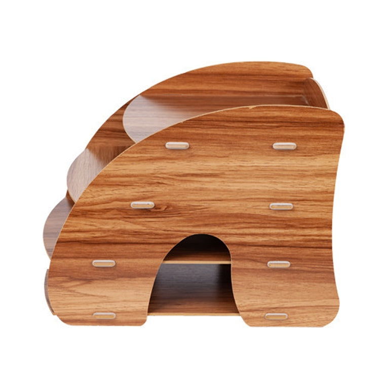 Office Supplies Curved Desktop A4 Storage Box Wooden File Rack Data Rack Shelf(Oak) - Shelf & Hooks by PMC TechLife | Online Shopping South Africa | PMC TechLife