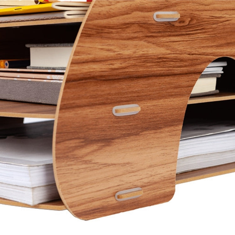 Office Supplies Curved Desktop A4 Storage Box Wooden File Rack Data Rack Shelf(Oak) - Shelf & Hooks by PMC TechLife | Online Shopping South Africa | PMC TechLife