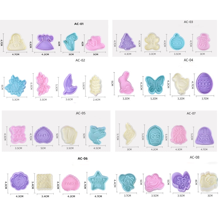 4 in 1 Three-Dimensional Fondant Biscuit Embossing Mold Push-Type Cake Mold Random Style Delivery - Food Molds by PMC TechLife | Online Shopping South Africa | PMC TechLife | Buy Now Pay Later Mobicred