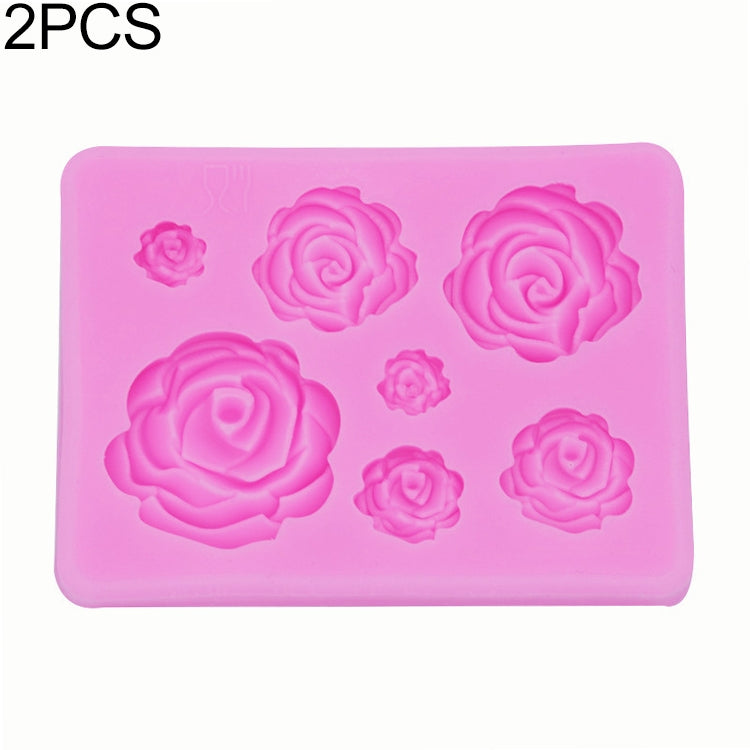 2 PCS DIY Handmade Soap Chocolate Fondant Baking Mold 3D Rose Flower Cake Decoration Silicone Mold(Pink) - Food Molds by PMC TechLife | Online Shopping South Africa | PMC TechLife