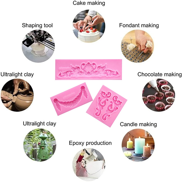 2 PCS Fondant Cake Silicone Mold Hollow Embossed Border Frame Retro Photo Frame Mould(1 5th 17-153) - free shipping - PMC TechLife - Order now!