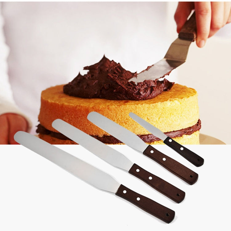 3 PCS Wooden Handle Spatula Baking Stainless Steel Cake Straight Knife(With Hole Curved Section 8 Inch) - Baking Pastry Tools by PMC TechLife | Online Shopping South Africa | PMC TechLife