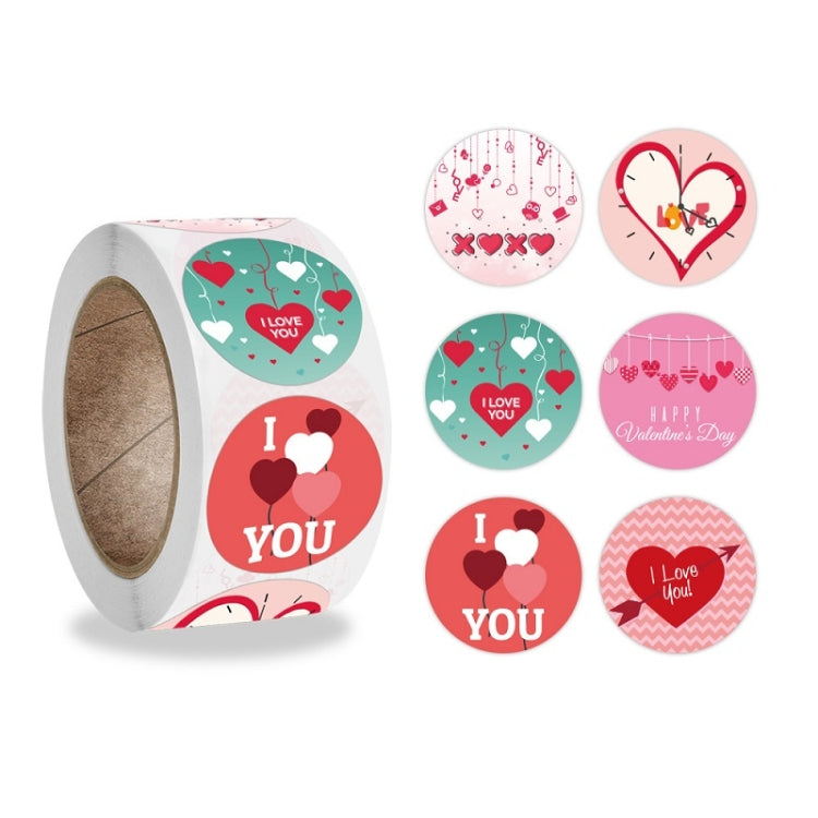 5 PCS Olled Round Valentines Day Heart Gift Decoration Sticker Label(2.5cm / 1inch) - Sticker & Tags by PMC TechLife | Online Shopping South Africa | PMC TechLife