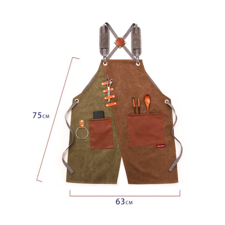 Denim Apron Barber Milk Tea Shop Waiter Overalls(Green-yellow Shoulder Strap) - Aprons & Caps by PMC TechLife | Online Shopping South Africa | PMC TechLife