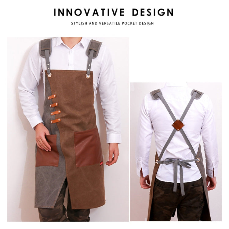 Denim Apron Barber Milk Tea Shop Waiter Overalls(Green-yellow Shoulder Strap) - Aprons & Caps by PMC TechLife | Online Shopping South Africa | PMC TechLife