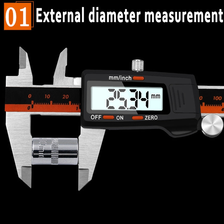 0-150mm Plastic Meter Stainless Steel Body Digital Display Electronic High-Precision Vernier Caliper, Specification: 2 Units of mm/inch - Measuring Tools by PMC TechLife | Online Shopping South Africa | PMC TechLife