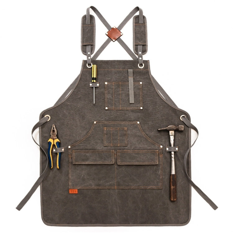 Canvas Apron Barber Roasting Cafe Gardening Woodworking Men And Women Canvas Work Clothes, Specification: Adult Models(Gray) - Aprons & Caps by PMC TechLife | Online Shopping South Africa | PMC TechLife