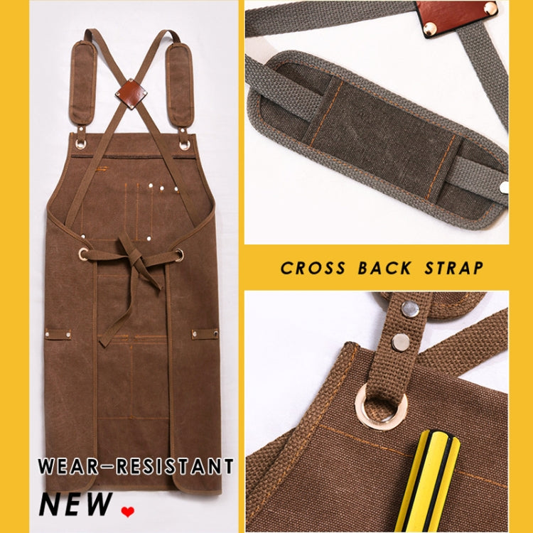 Canvas Apron Barber Roasting Cafe Gardening Woodworking Men And Women Canvas Work Clothes, Specification: Adult Models(Gray) - Aprons & Caps by PMC TechLife | Online Shopping South Africa | PMC TechLife