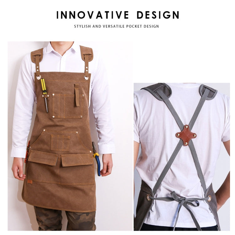 Canvas Apron Barber Roasting Cafe Gardening Woodworking Men And Women Canvas Work Clothes, Specification: Adult Models(Gray) - Aprons & Caps by PMC TechLife | Online Shopping South Africa | PMC TechLife