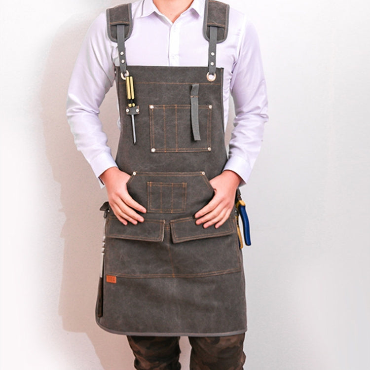 Canvas Apron Barber Roasting Cafe Gardening Woodworking Men And Women Canvas Work Clothes, Specification: Adult Models(Gray) - Aprons & Caps by PMC TechLife | Online Shopping South Africa | PMC TechLife