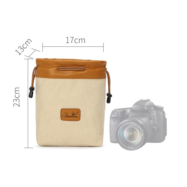 S.C.COTTON Liner Bag Waterproof Digital Protection Portable SLR Lens Bag Micro Single Camera Bag Photography Bag, Colour:  Beige L - Lens Bag by PMC TechLife | Online Shopping South Africa | PMC TechLife