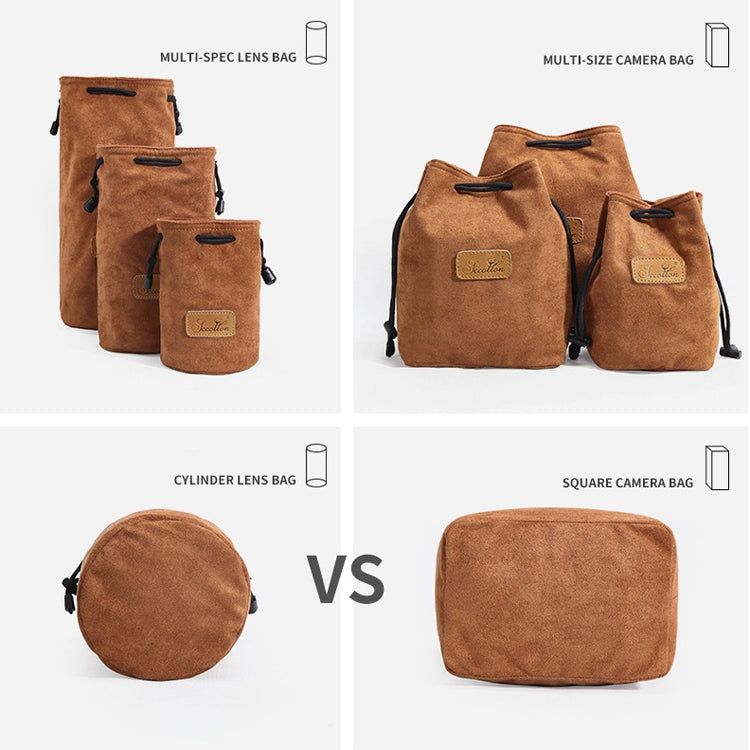 S.C.COTTON Liner Shockproof Digital Protection Portable SLR Lens Bag Micro Single Camera Bag Square Brown M - free shipping - PMC TechLife - Order now!