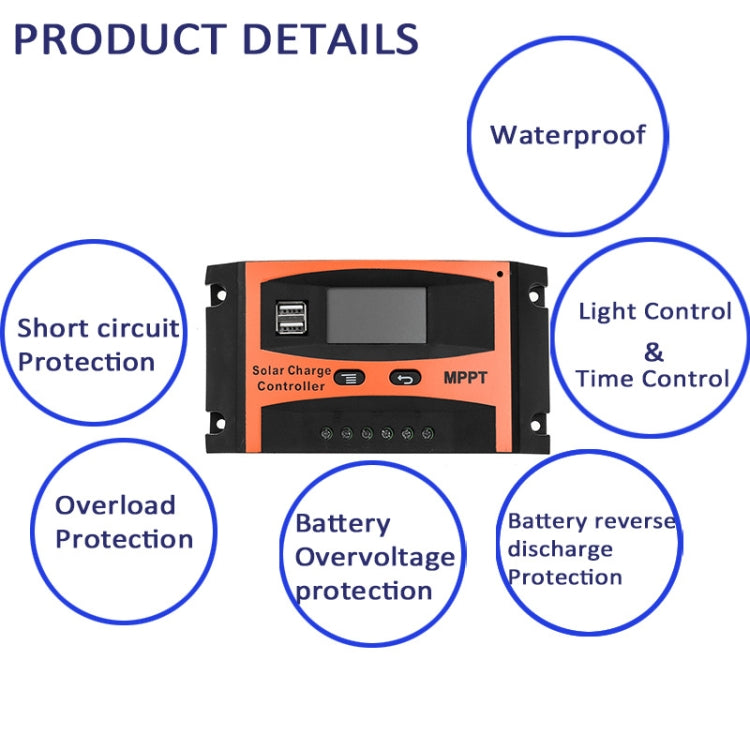 MPPT 12V/24V Automatic Identification Solar Controller With USB Output, Model: 60A - Others by PMC TechLife | Online Shopping South Africa | PMC TechLife
