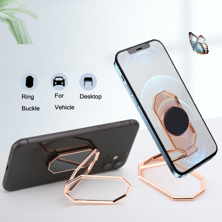 Folding And Sticking Zinc Alloy Mobile Phone Ring Holder Car Magnetic Ring Buckle(Rose Gold) - Ring Holder by PMC TechLife | Online Shopping South Africa | PMC TechLife